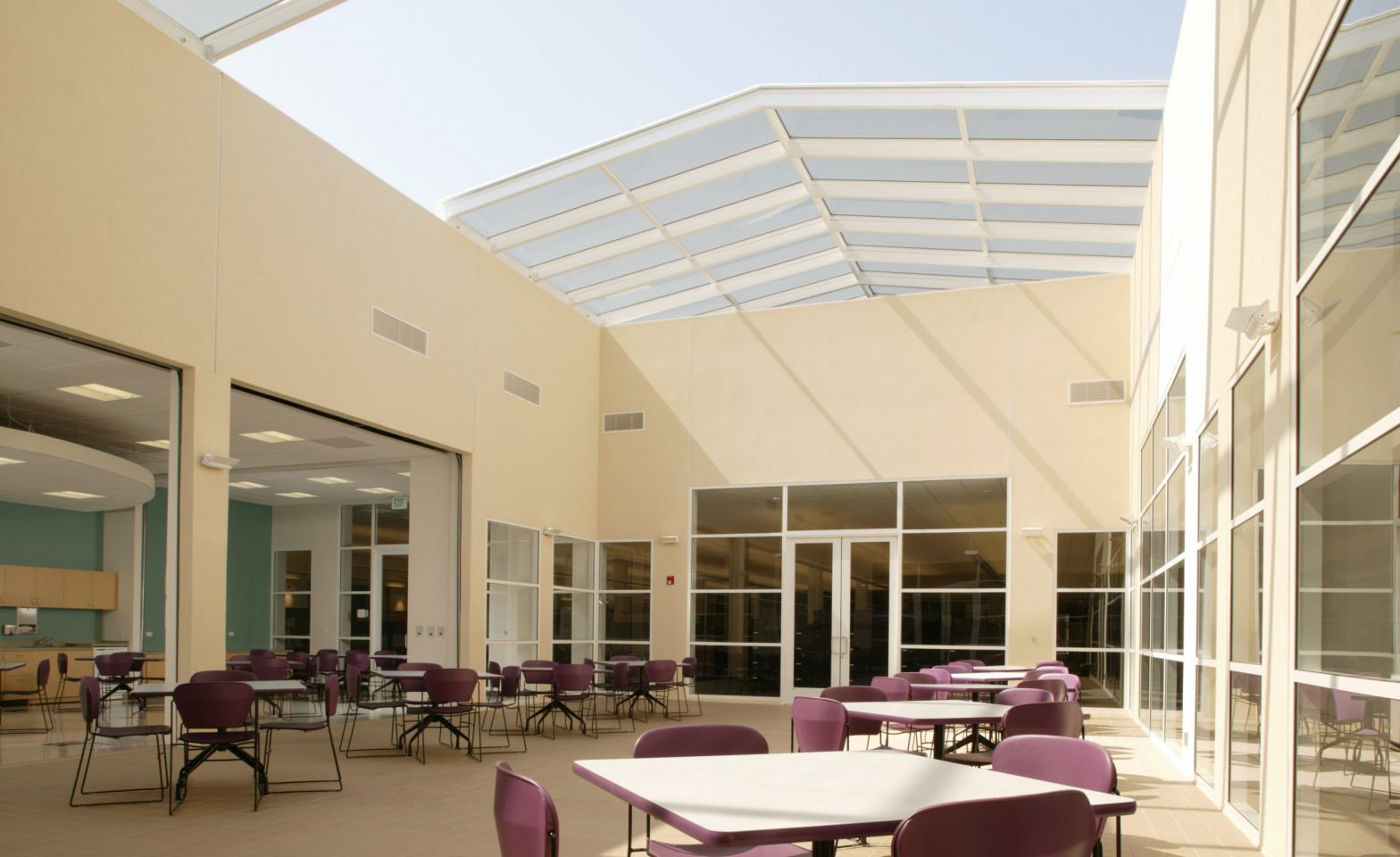 Eastmont Town Center courtyard with oversized sun roof