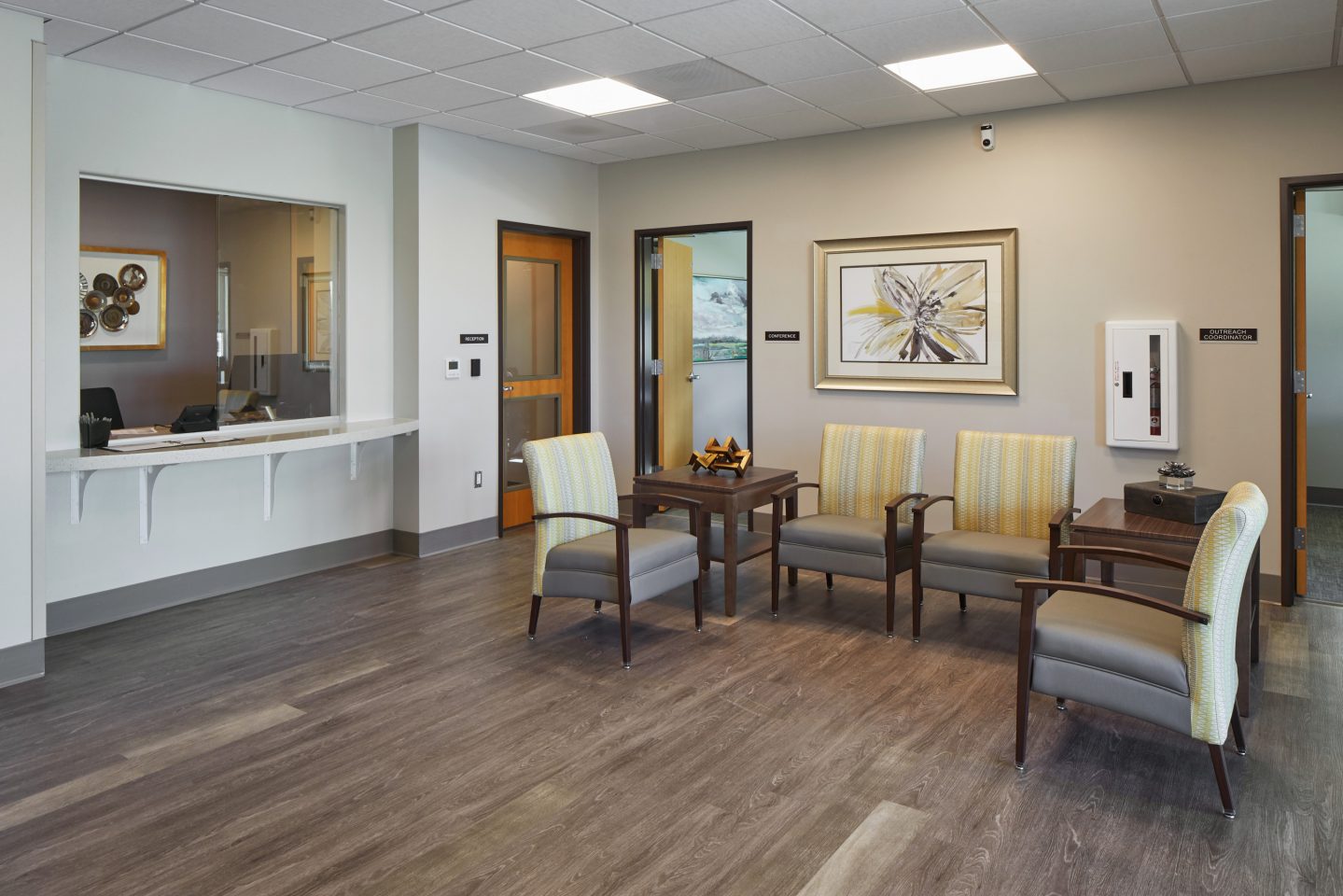 The Reception Area Has A Sunny Seating Area For Residents While They Wait For Their Appointments.